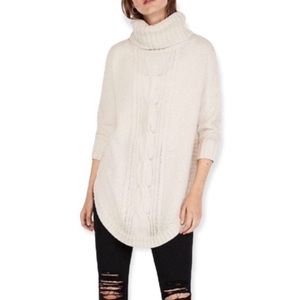 Express Cream Cableknit Sweater Tunic